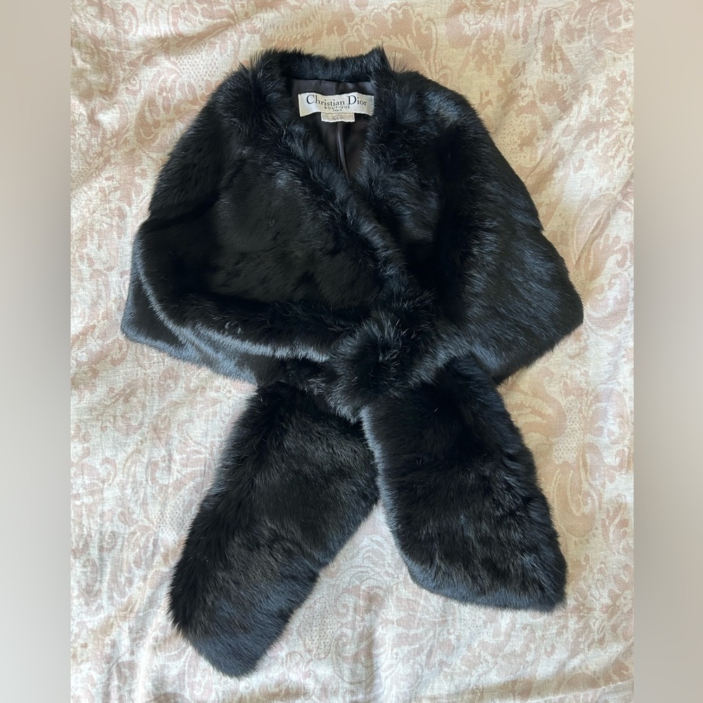 Dior Boutique black fur cape